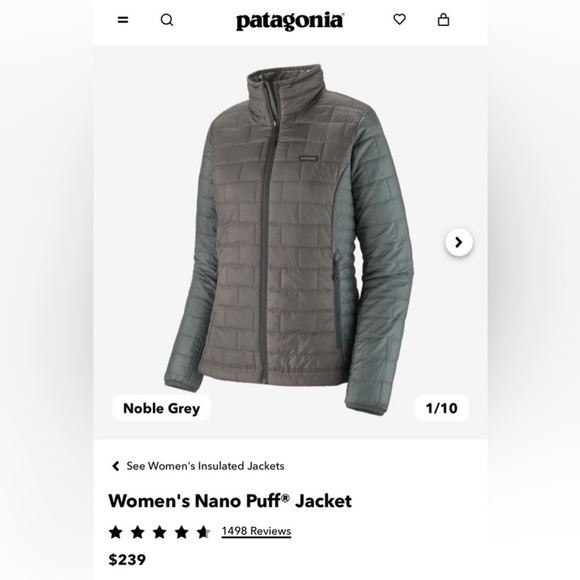Patagonia Gray Nano Puff Winter Puffer Zip-Up Jacket Small - Picture 12 of 12